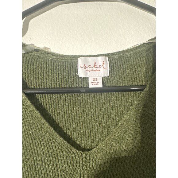 Isabel By Ingrid & Isabel Sweater XS V-Neck Pullover Olive Green Knit - Picture 2 of 5